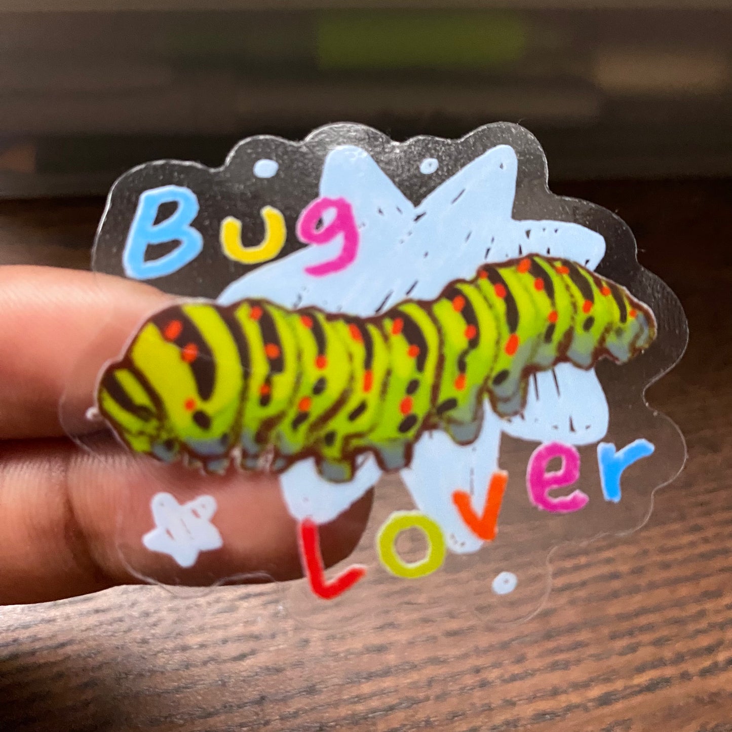 "Caterpillar Lover" Clear Vinyl Sticker
