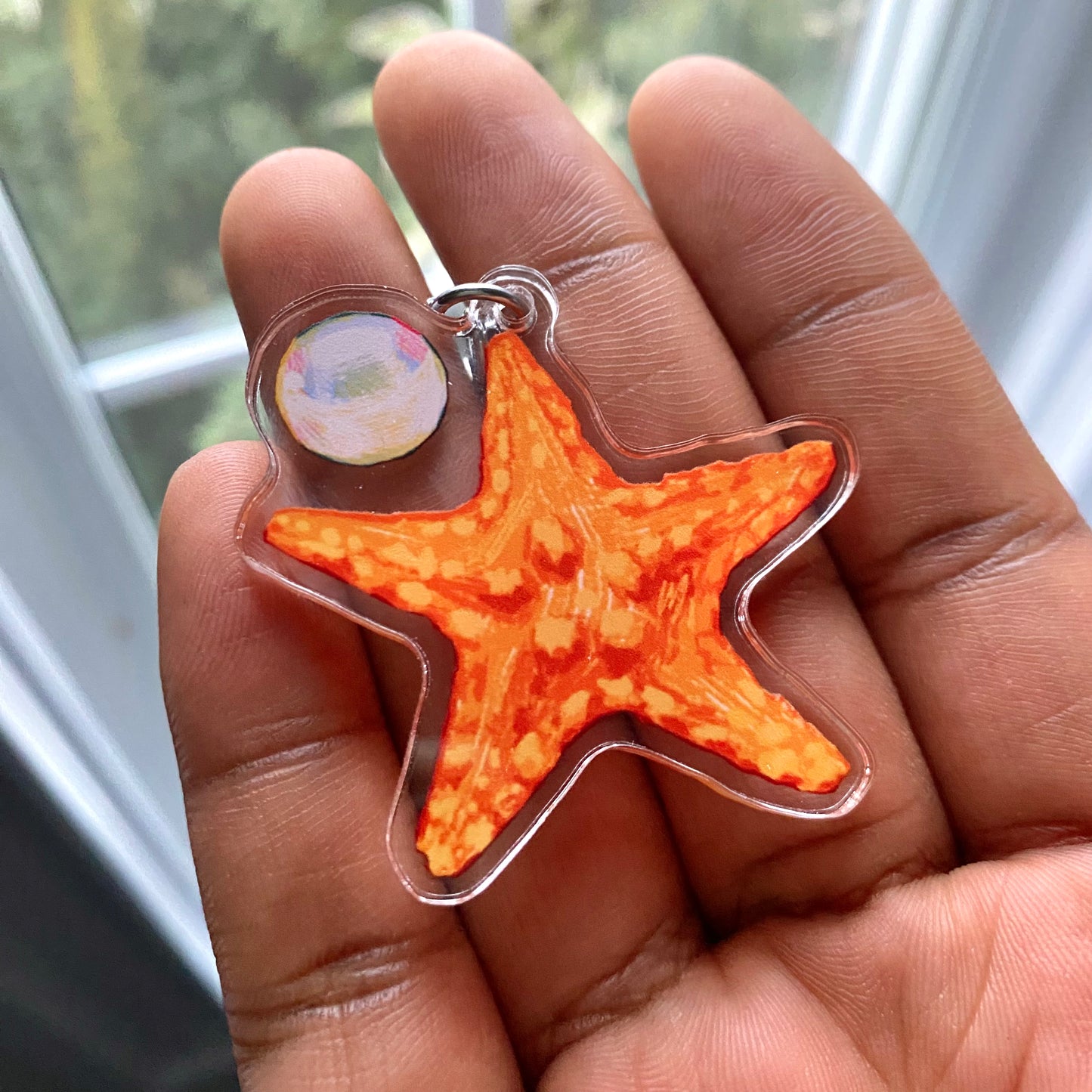 "Starfish n Pearl" Acrylic Keychain