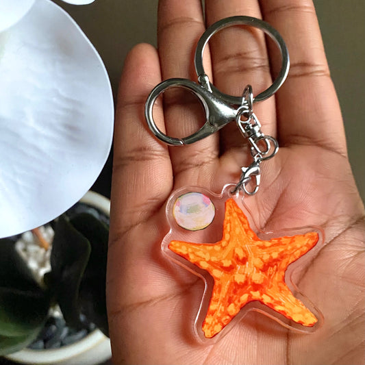 "Starfish n Pearl" Acrylic Keychain