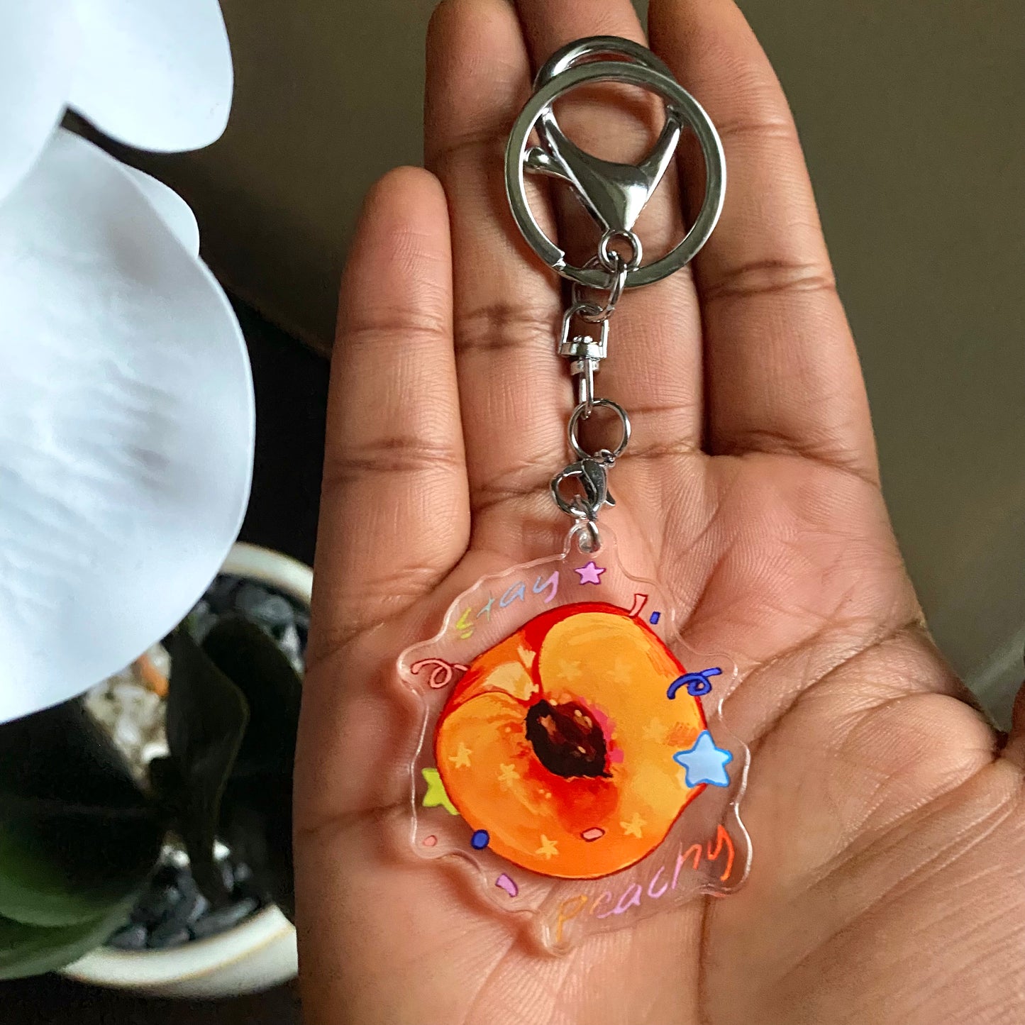 "Stay Peachy" Acrylic Keychain