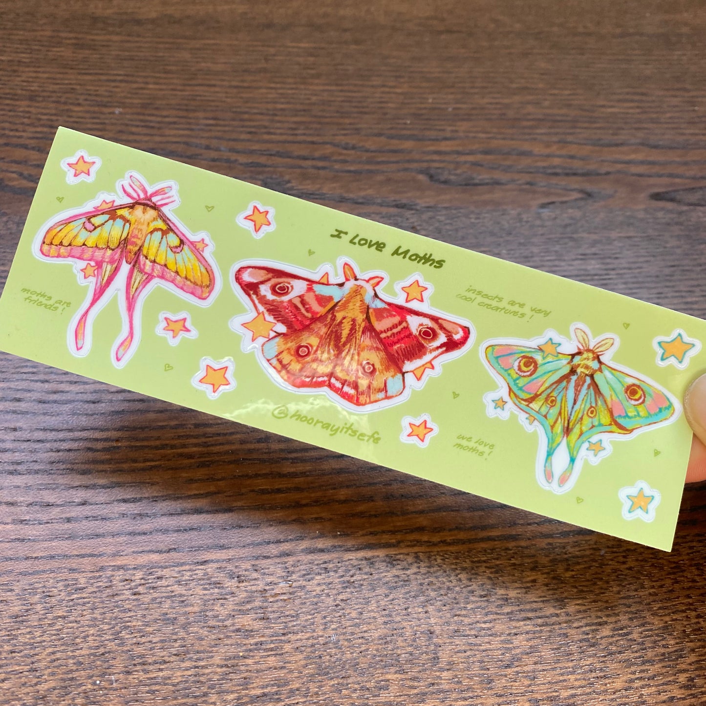 “I Love Moths” Vinyl Sticker Sheet