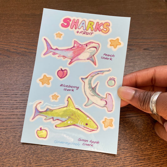 “Sharks n Fruit” Vinyl Sticker Sheet