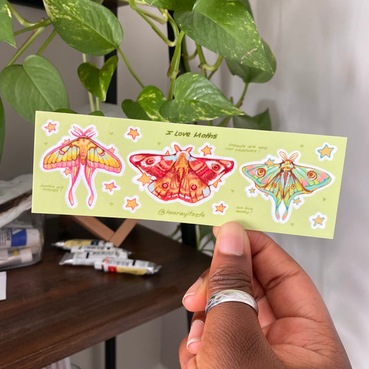 “I Love Moths” Vinyl Sticker Sheet