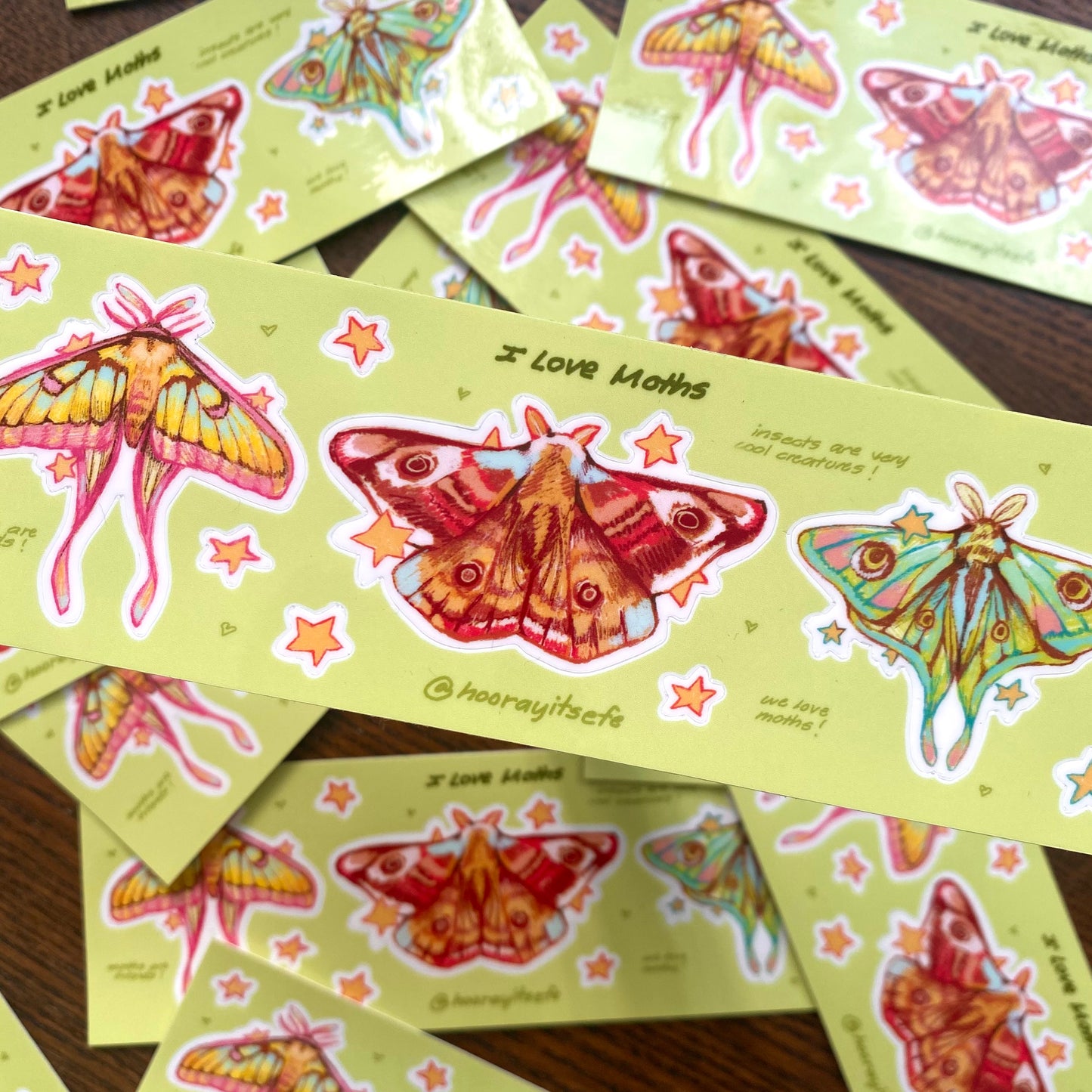 “I Love Moths” Vinyl Sticker Sheet