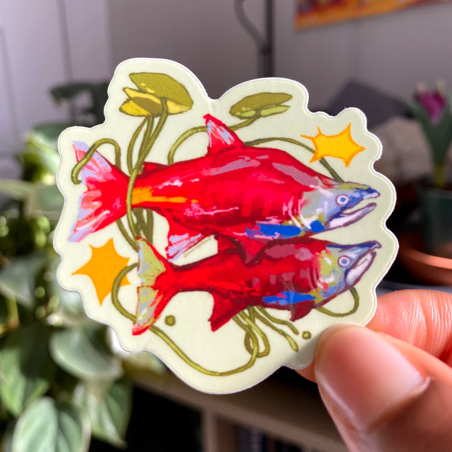 "Sockeye Salmon in the Stars" Vinyl Sticker