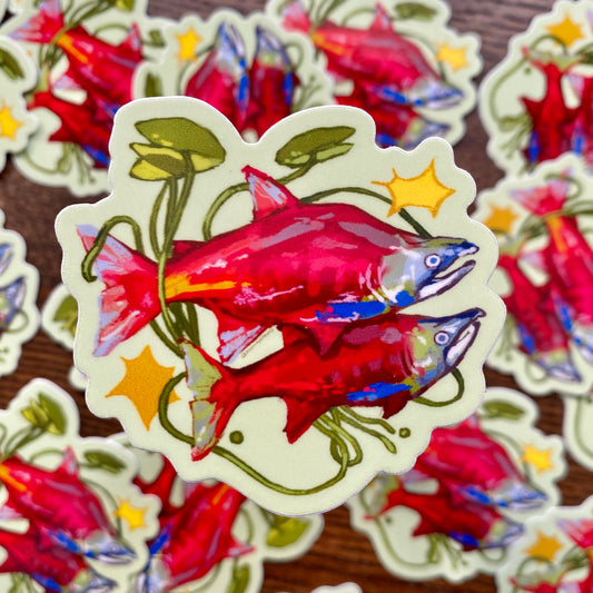 "Sockeye Salmon in the Stars" Vinyl Sticker