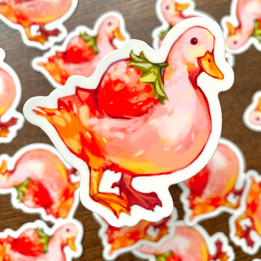 "Strawberry Duck" Vinyl Sticker