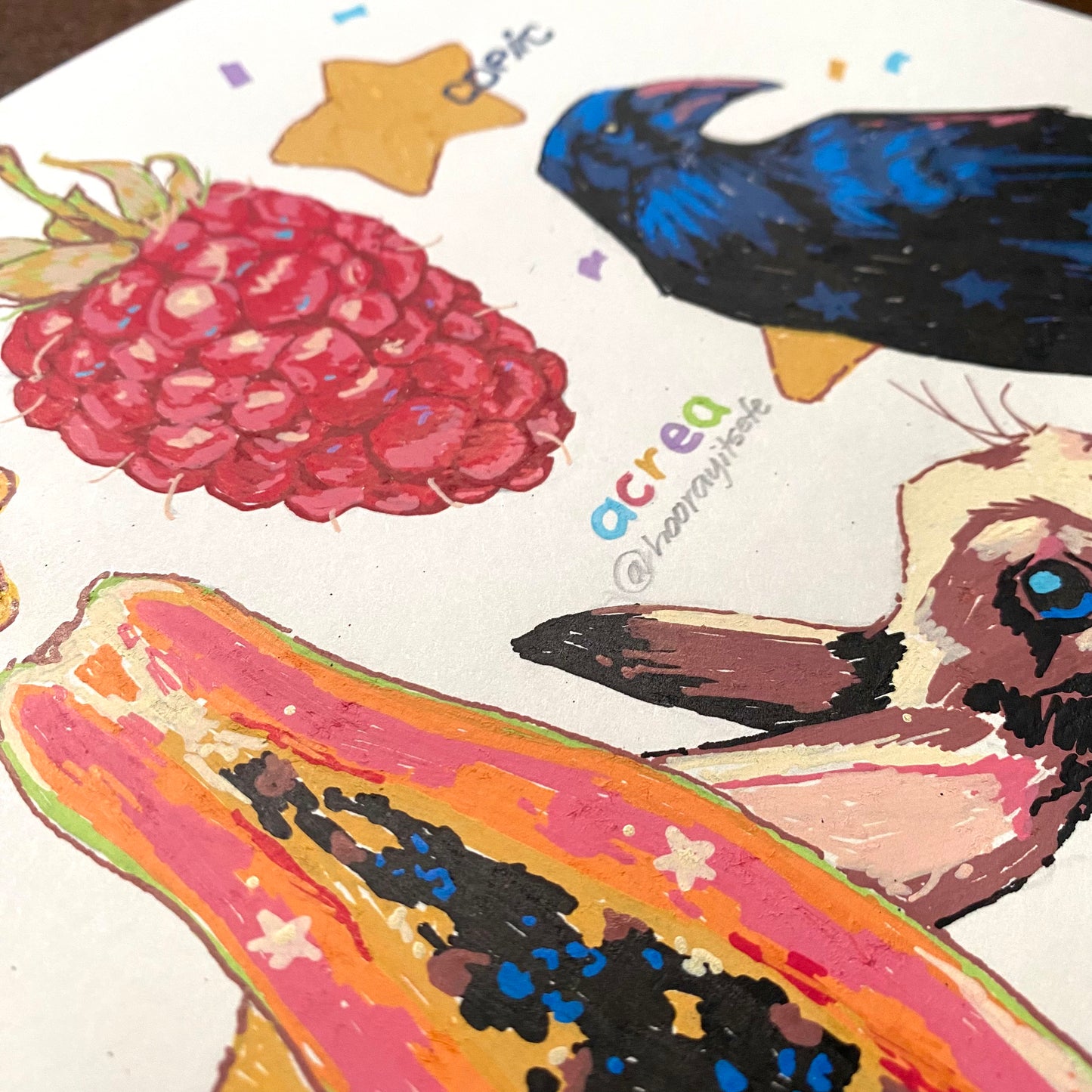"Cuties and Confetti" Paint Marker Illustration (Original Artwork)