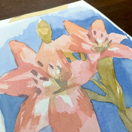 "Pink n Blue" Watercolour Painting (Original Artwork)