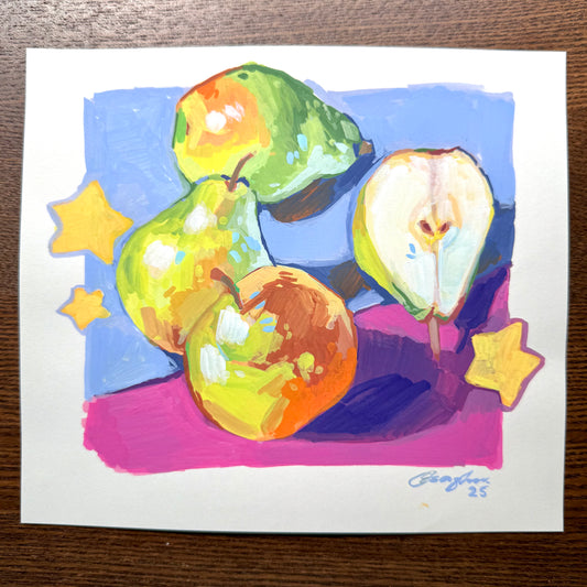 "Starry Pears" Paint Marker Illustration (Original Artwork)