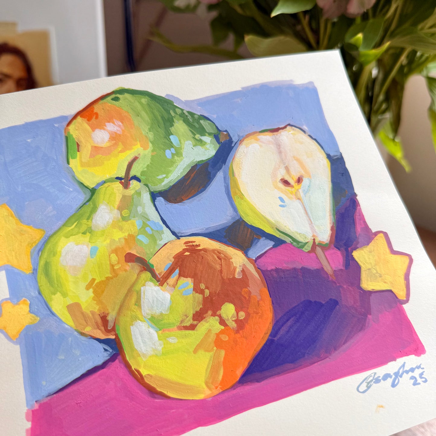 "Starry Pears" Paint Marker Illustration (Original Artwork)