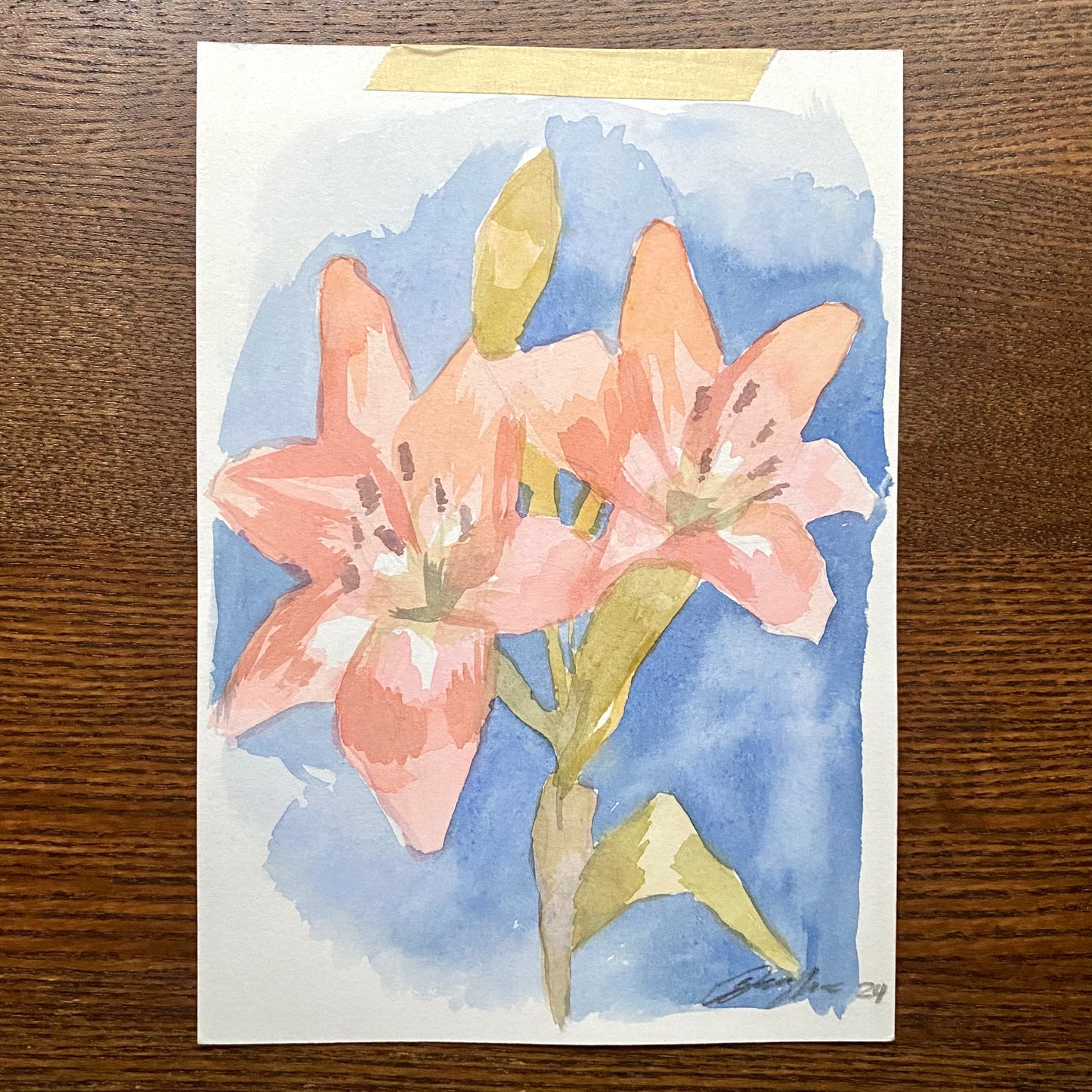 "Pink n Blue" Watercolour Painting (Original Artwork)