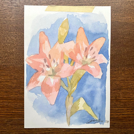 "Pink n Blue" Watercolour Painting (Original Artwork)