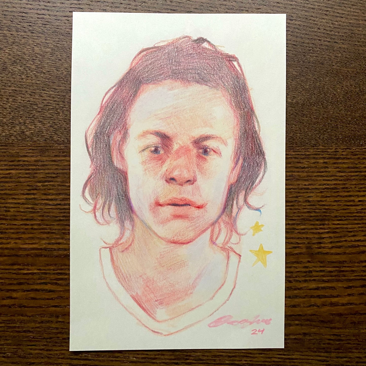"Tomato Pink" Coloured Pencil Illustration (Original Artwork)