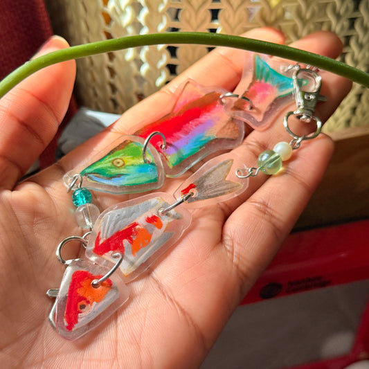 Handmade Beaded Fish Keychains