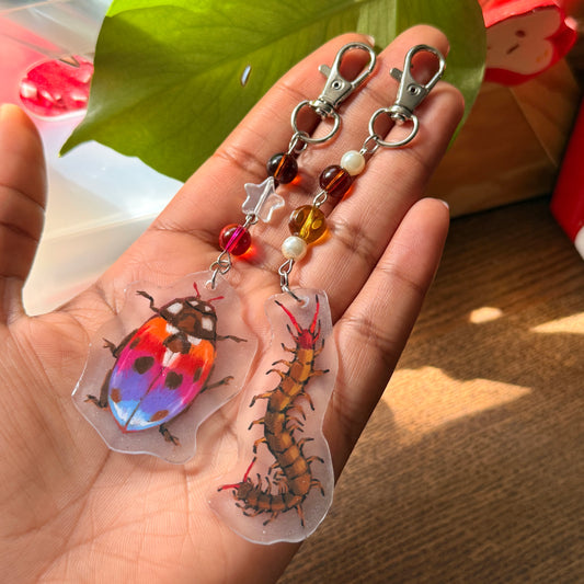 Handmade Beaded Insect Keychains