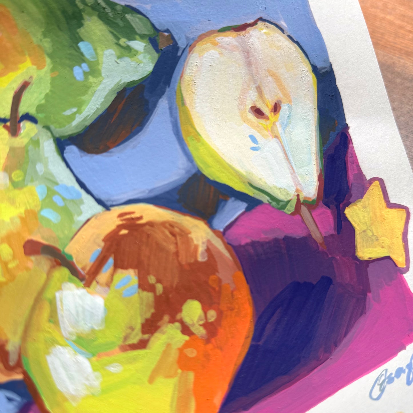 "Starry Pears" Paint Marker Illustration (Original Artwork)
