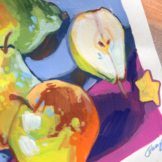 "Starry Pears" Paint Marker Illustration (Original Artwork)
